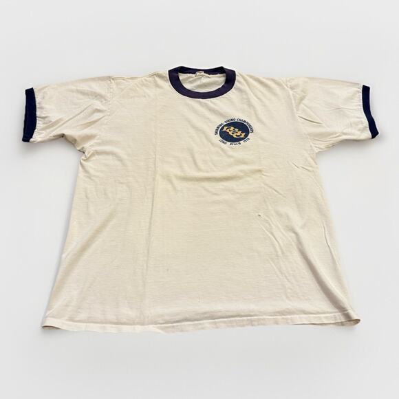 Vtg Collegiate Pacific 1974 NCAA Swimming Diving Long Beach Ringer Tee XL USA - Picture 1 of 11